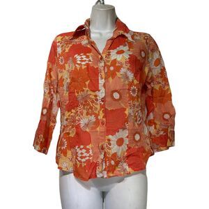 LOFT Orange Floral Blouse